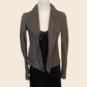 Vince Gray 100% Leather Jacket w/ Knit Side Size XS